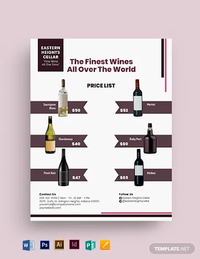 wine a5 modern catalogue flyer template