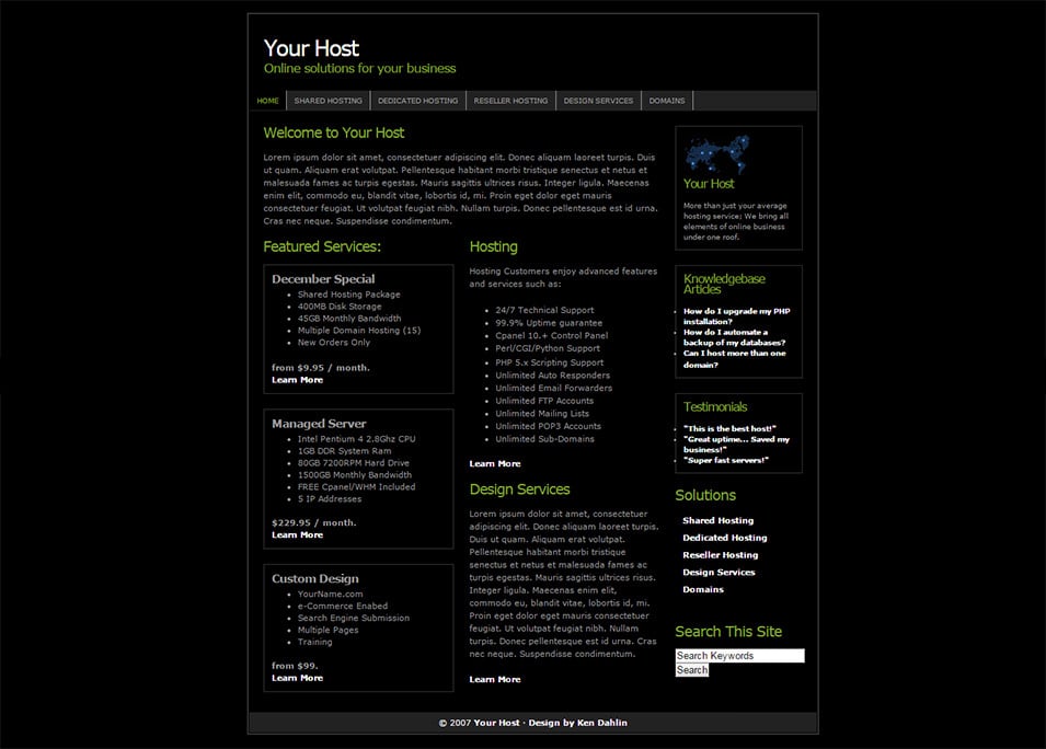 your host free website template free css templates free css