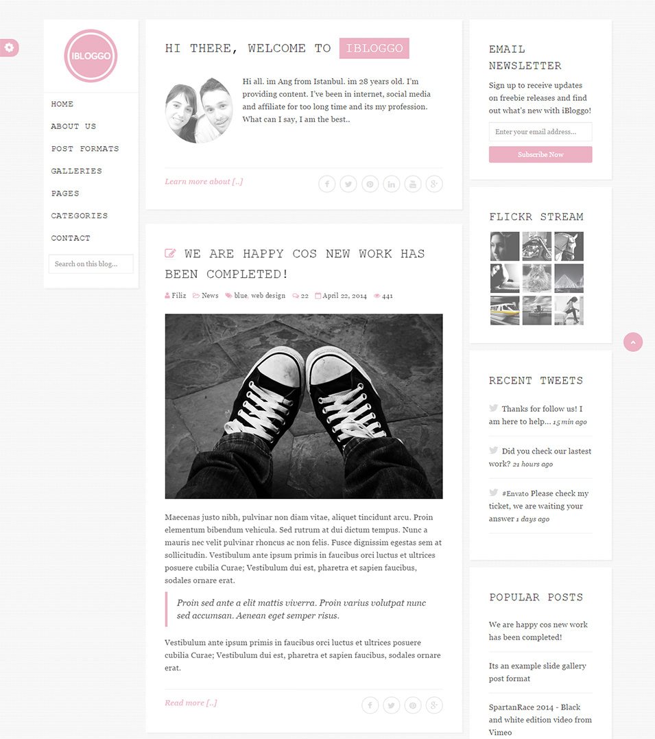 ibloggo minimal html personal blog template