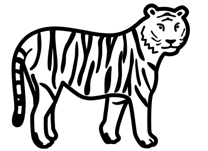 Animal Outline Clipart-baby tiger black outline clip art