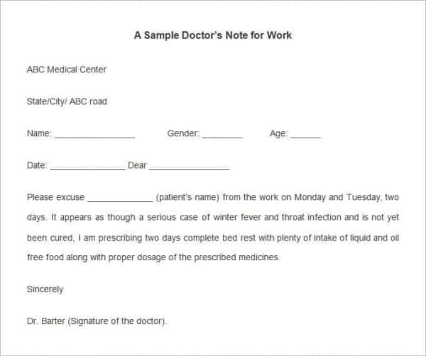 Doctor Letter For Work For Your Needs Letter Template Collection