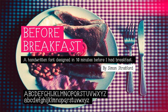 before breakfast – infographic font