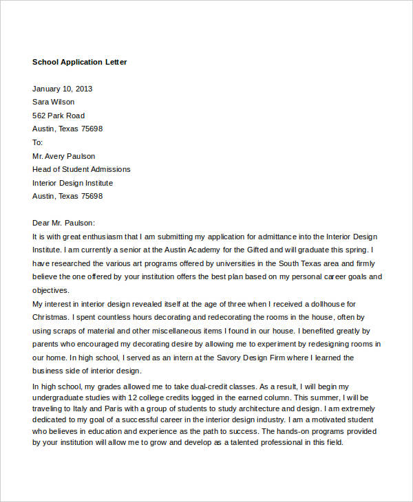 Application Letter Sample Professional Application Letter Samples 