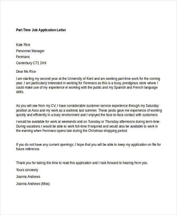 28+ Best Job Application Letter Template example