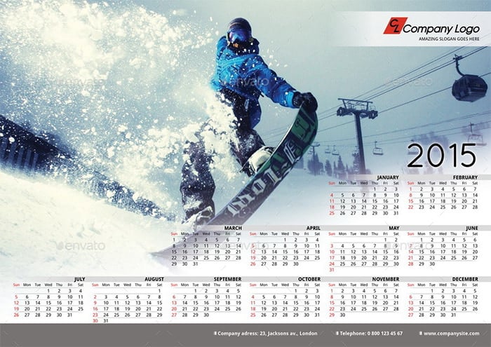 2015 poster calendar template