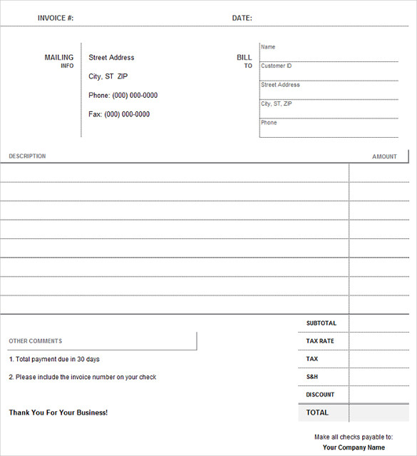 Blank Invoice Template Excel Excel Templates