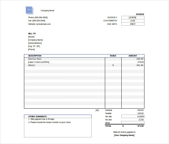 Excel Invoice Template  31+ Free Excel Documents Download  Free