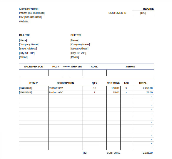 32 excel invoice templates word ai psd google docs