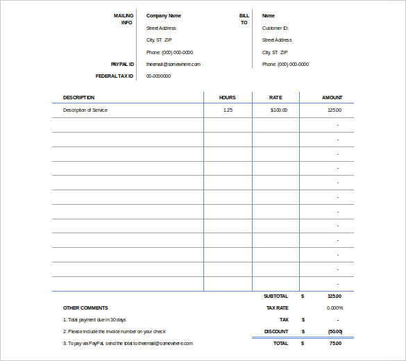 excel invoice template download