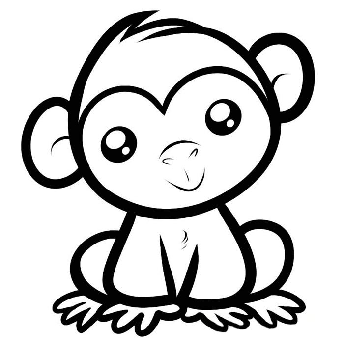 baby girl monkey coloring pages - photo #10