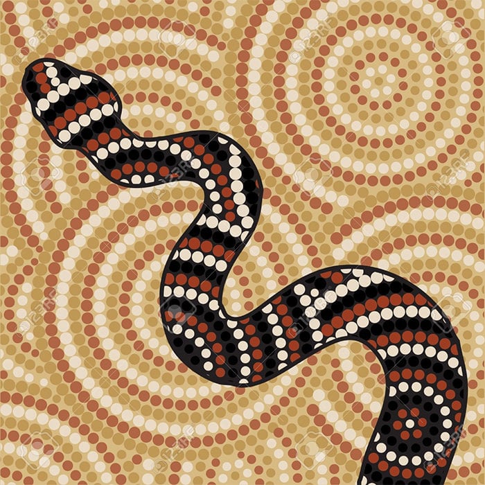 abstract aboriginal snake dot painting