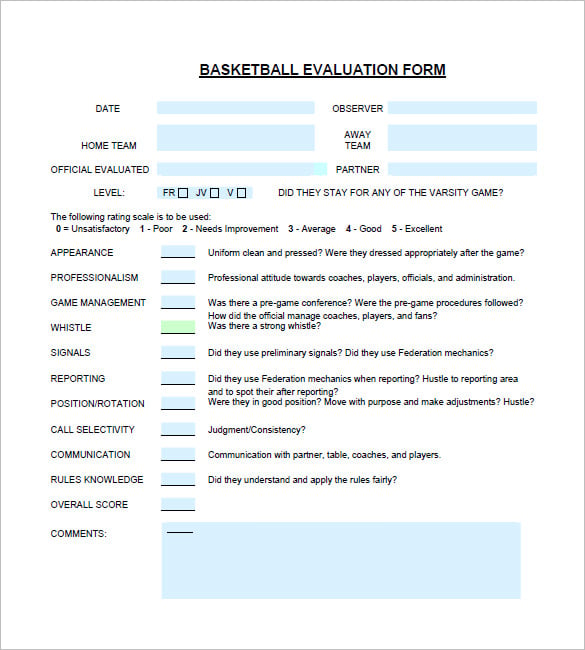 basketball officials evaluation form