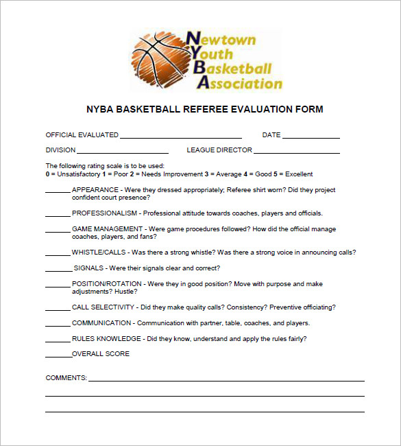 basketball tryout evaluation form