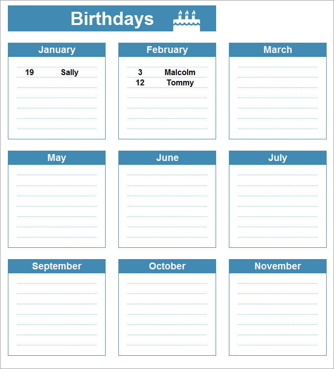 Birthday Calendar Calendar Template Free Premium Templates