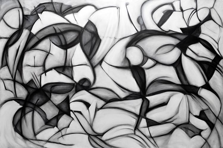 black white abstract painting