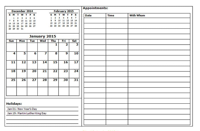 blank calendar 2015 3 months appointments