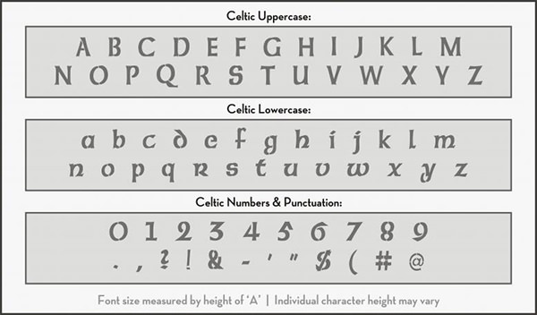 celtic font alphabet stencil