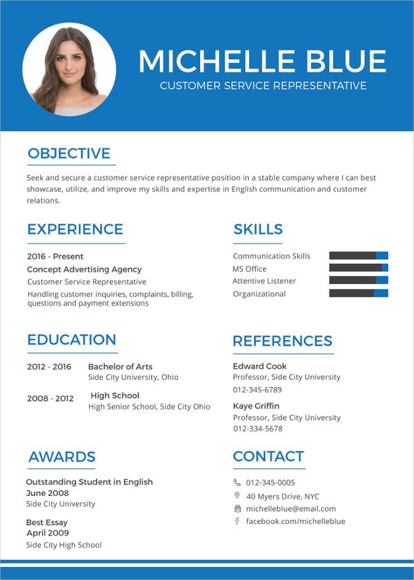 sample resume for customer service representative call center