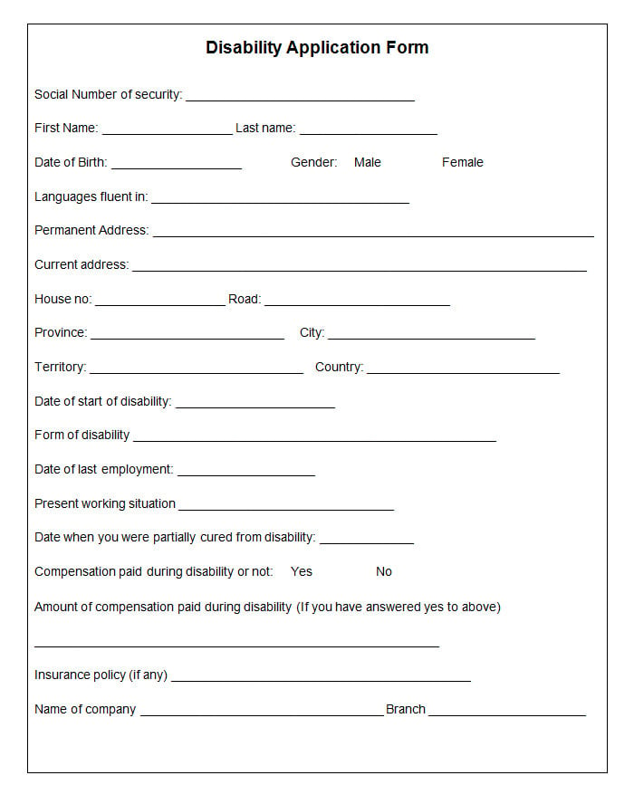 disability application form