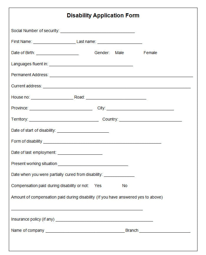 Disability Forms Printable Printable Forms Free Online