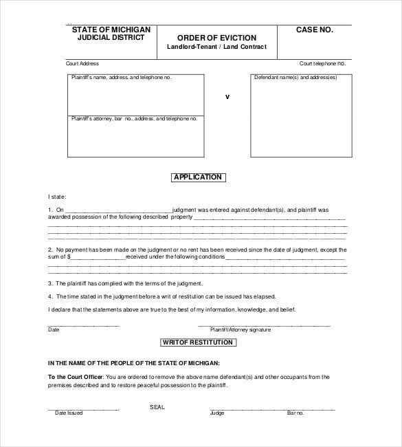 eviction order template
