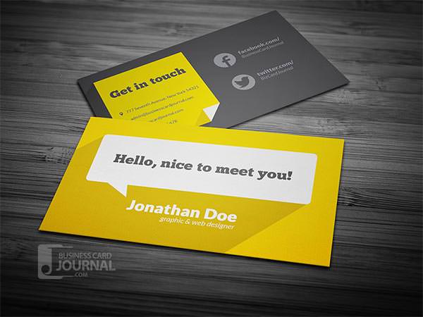 flat design business card template with long shadow