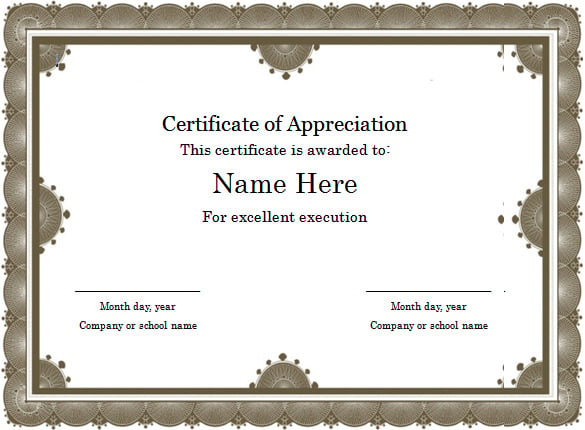 free appreciation word certificates template