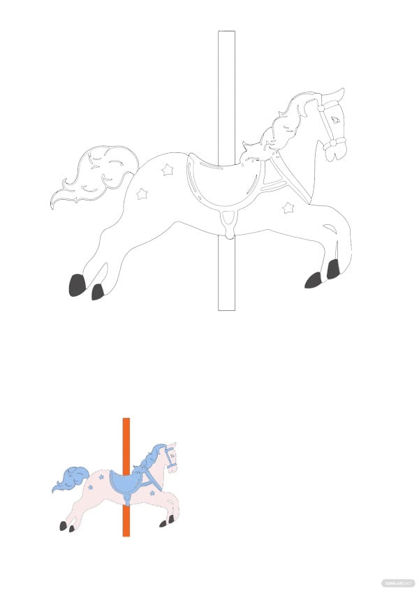 free carousel horse coloring page