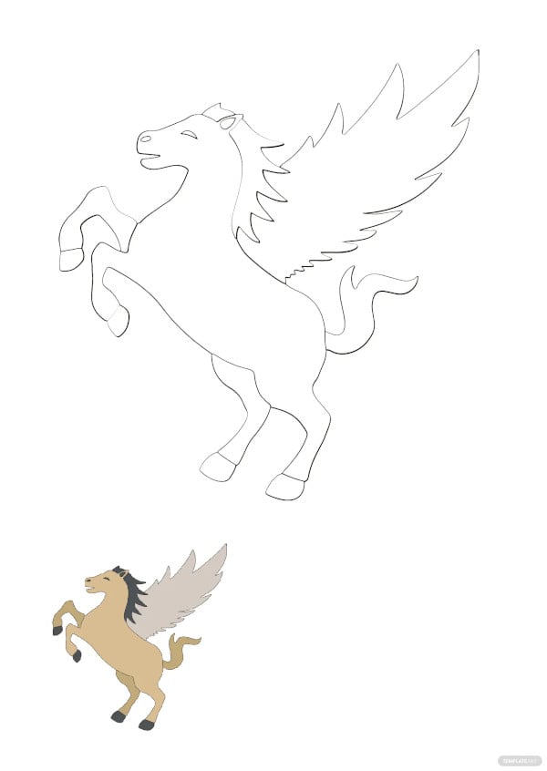free flying horse coloring page