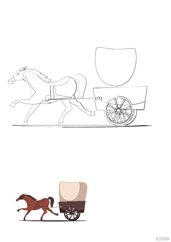 free horse carriage coloring page