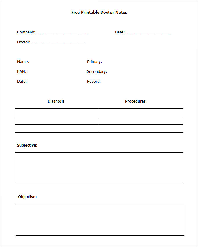 Sample Doctor&rsquo;s Note Template