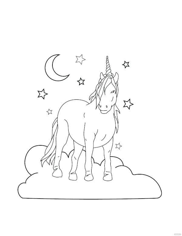 free unicorn horse coloring page
