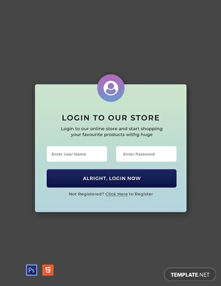 free website pop up for login template