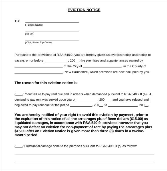 generic eviction notice template