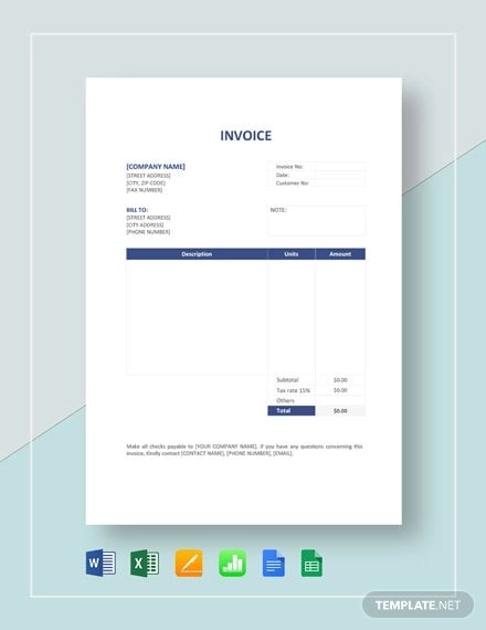 invoice format template