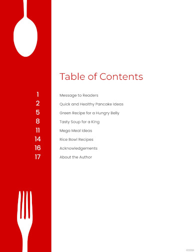 journal table of contents template