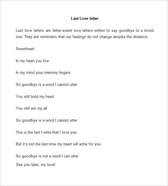 last love letter template