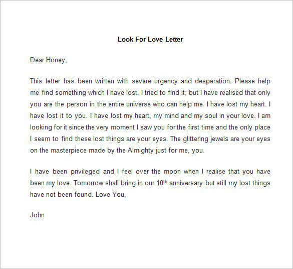 look for love letter template