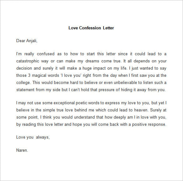 love confession letter template