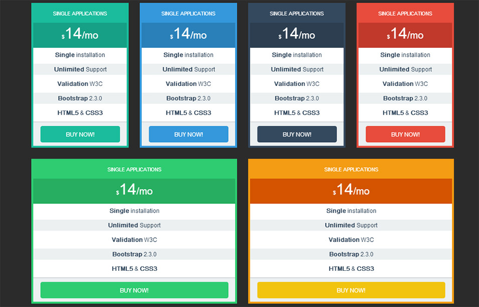 pricing tables bootstrap responsive