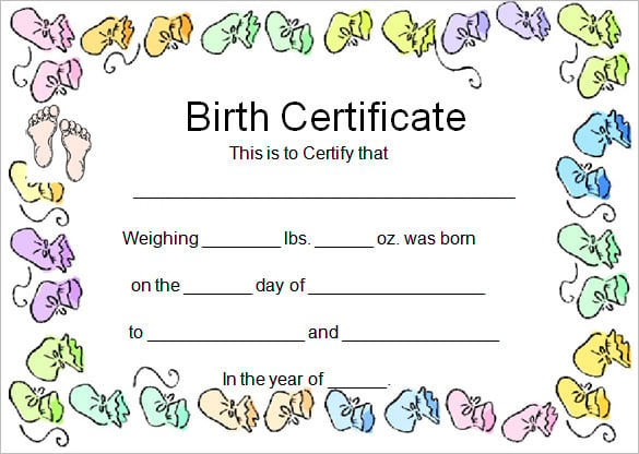 printable free birth certificate template