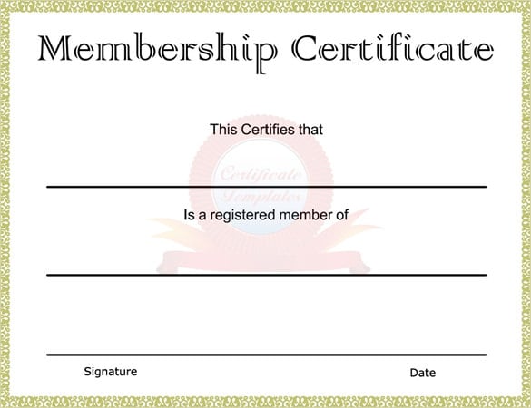 printable membership certificate template