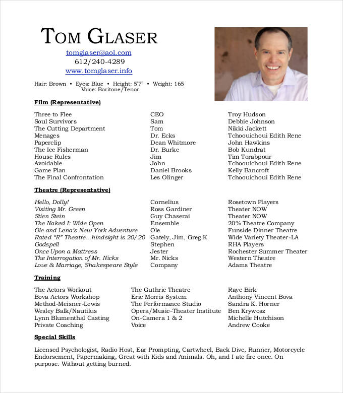 resume format with photo pdf