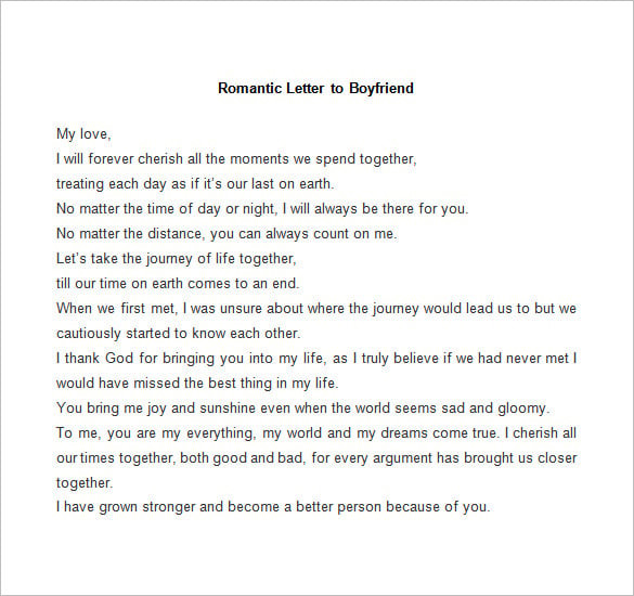 romantic letter to boyfriend