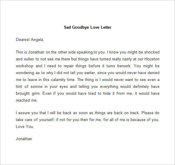 sad goodbye love letter template