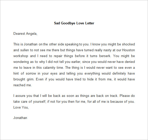 sad goodbye love letter template