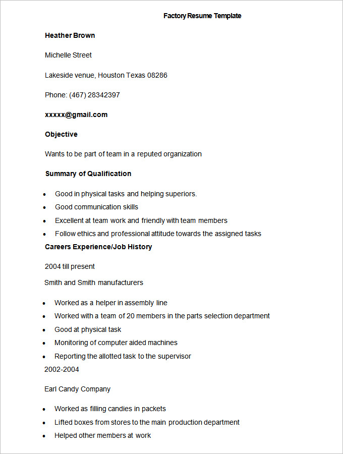 Manufacturing Resume Template 26 Free Samples Examples Format Download Free Premium Templates