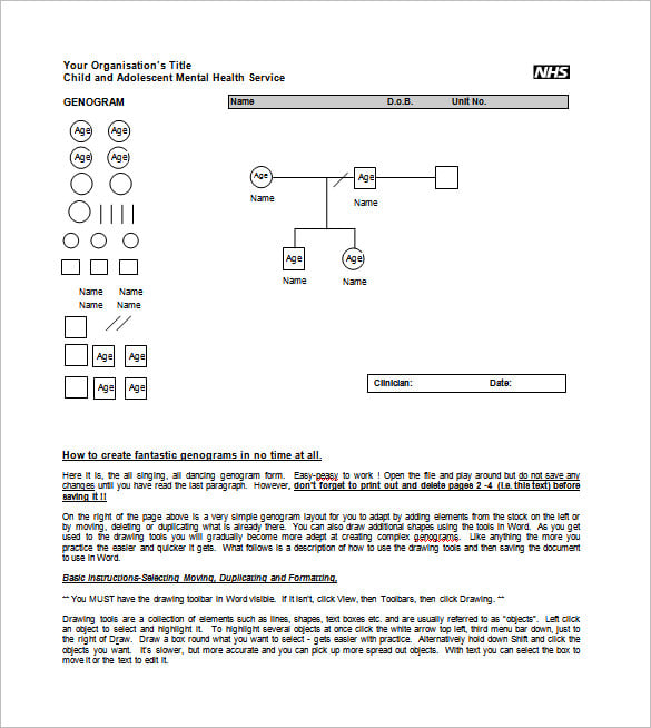 sample genogram template word format
