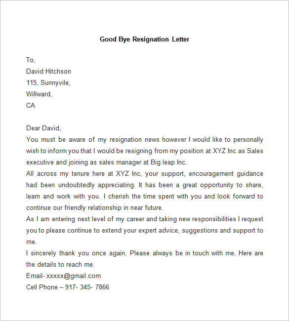 Resignation Letter Template 25+ Free Word, PDF Documents