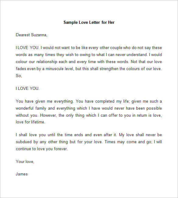 sample love letter for her